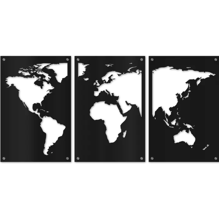 MAP MONDE / 3 PANNEAUX