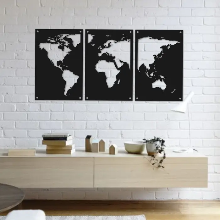 MAP MONDE / 3 PANNEAUX